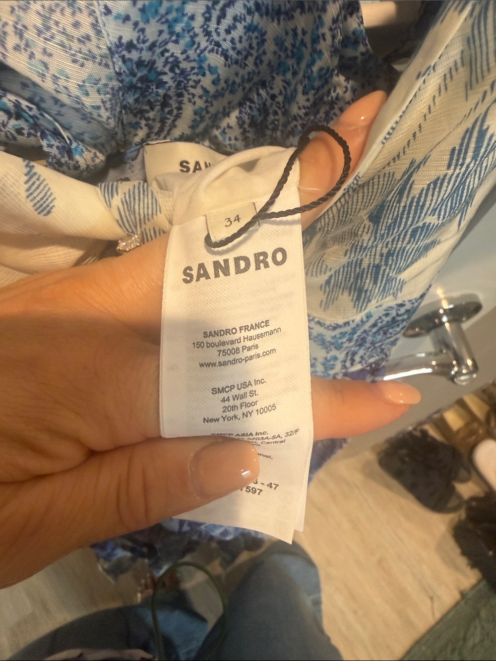 Sandro BLEU Blue Floral Maxi Dress - Picture 8 of 10